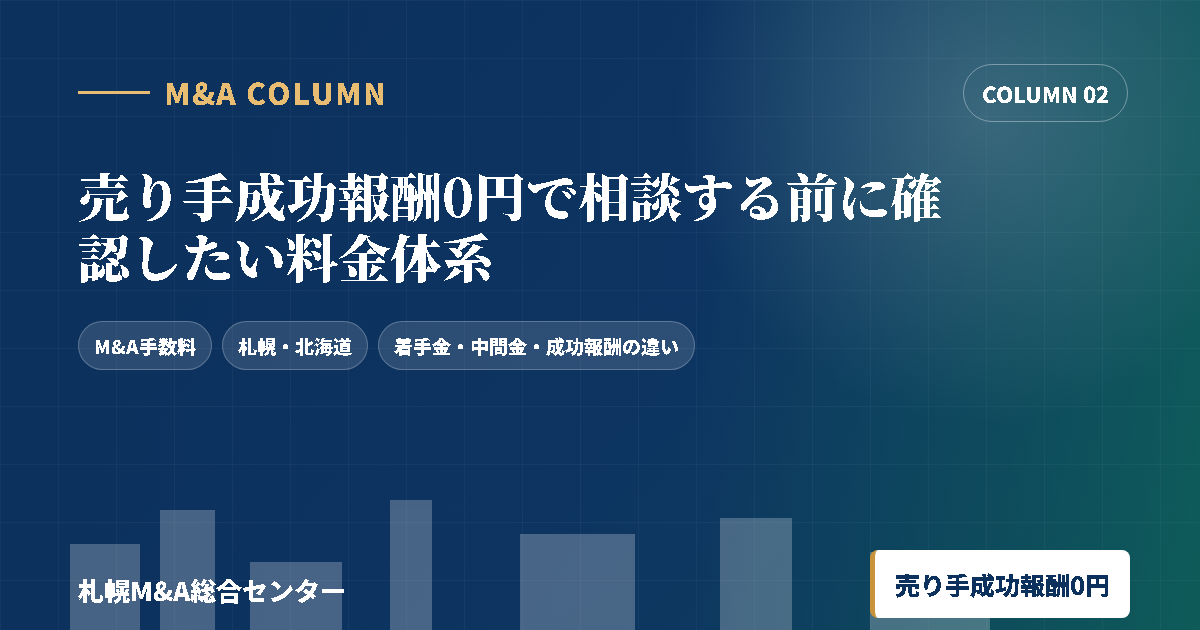 譲渡企業の成功報酬0円で相談する前に確認したい料金体系のアイキャッチ画像