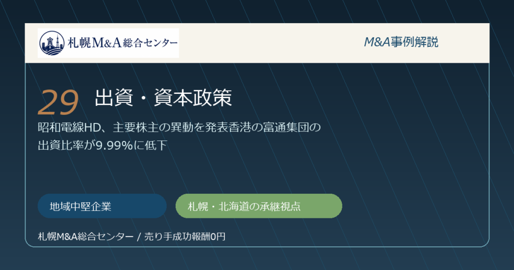 M&A事例解説29｜地域中堅企業の出資・資本政策から札幌企業が学べること アイキャッチ